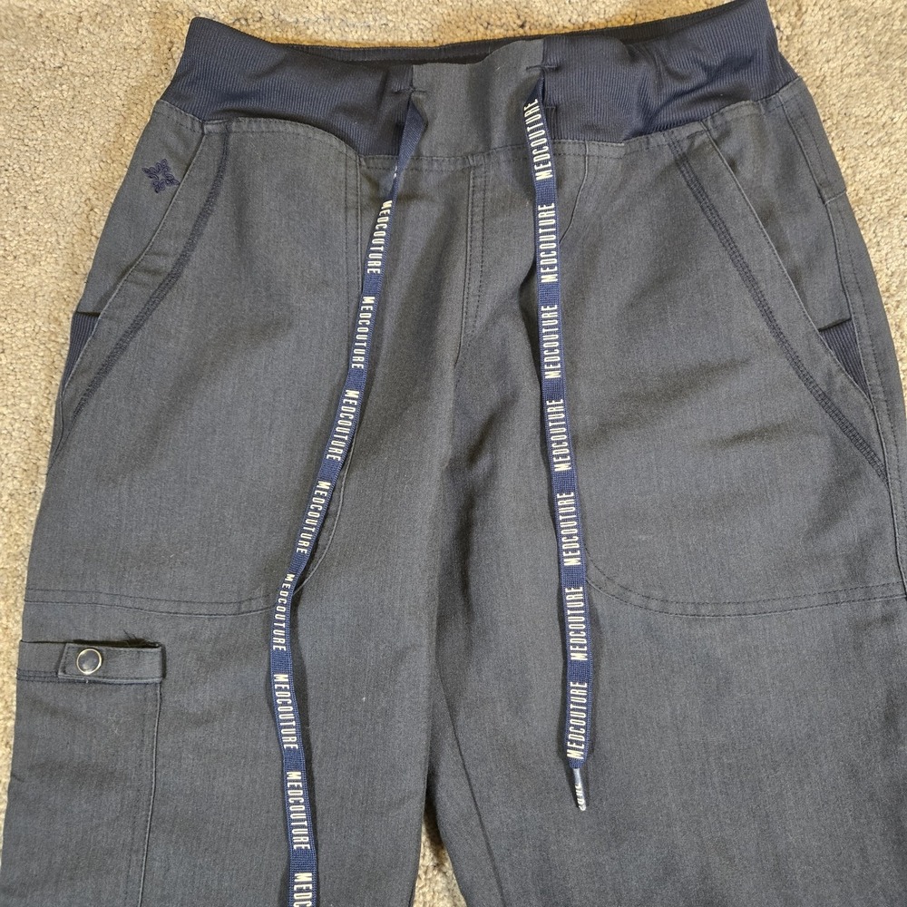 Med Couture Jogger Scrub Pants Womens X-Small Navy Blue Cargo Pocket Medical
